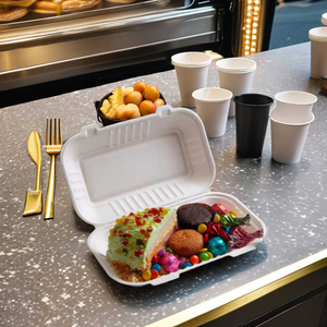 Boîte à clapet écologique jetable en bagasse de canne à sucre 9x6 pour hot-dogs et emballage alimentaire - Product Image 1