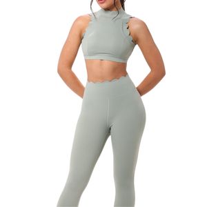 Custom Wholesale <b>Womens</b> Plus Size Solid Yoga Set Breathable Cross Back Sports Bra & High Waist <b>Sweat</b> Wicking Fitness <b>Pants</b> & bra - Product Image 2