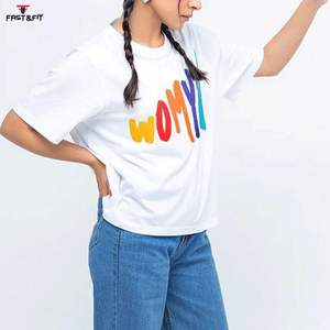 T-shirts personnalisés en polyester/coton pour femmes, nouveau design, mode estivale avec décoration plumes, coupe décontractée, écologiques - Product Image 2