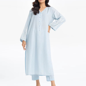 2025ชุดสูทผ้าฝ้ายสำหรับผู้หญิงชุดเสื้อผ้าฝ้ายสำหรับใส่ในสนามหญ้าสีแบบอินเดียฤดูร้อน - Product Image 1