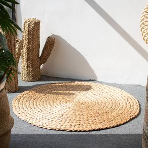 Alfombra de jacinto de agua de paja natural tejida redonda, alfombra para decoración de suelo, alfombras vintage a bajo precio - Product Image 2