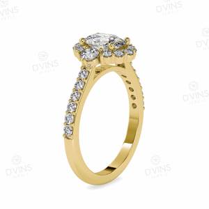 Anillo de Bodas de compromiso de diamante de laboratorio clásico de 2,5 CT fiestas de 14K con corte redondo y ovalado VVS oro de 18 quilates como material principal - Product Image 2