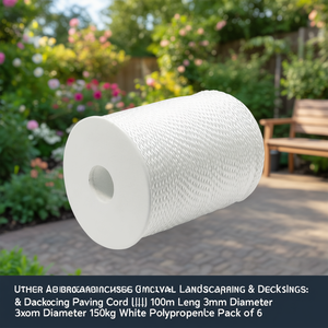 Cordon de pavage pour aménagement paysager et terrasses, 100 m de long, 3 mm de diamètre, 150 kg, polypropylène blanc, lot de 6 - Product Image 3