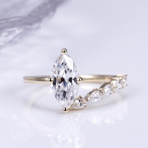 Bague solitaire en or massif 18 carats avec diamant taille marquise de 1,02 carat, cultivé en laboratoire, pour femme, idéale pour les soirées romantiques - Product Image 1