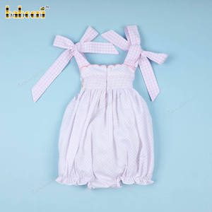 Babeeni Pelele de Algodón 100% con Estampado Piqué Fruncido y 2 Lazos Rosas para Bebé Niño, Certificado OEKO-TEX, Retardante de Llama, Cierre a Presión, Ideal Verano - Product Image 3