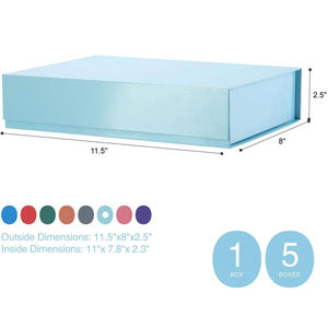 Caja de regalo de 11x7,8x2,3 pulgadas, caja de regalo azul claro con tapa, caja de regalo de camisa, caja de regalo magnética para embalaje de regalo metálico brillante - Product Image 6