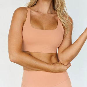 Competitive Pricing Most Demanding Scoop Neck Sports Bra <b>Compression</b> High Waist Solid Biker Shorts Ladies Custom Made 2 Piece - Product Image 4