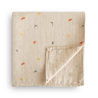 Couverture de développement mensuel pour bébé OEM en mousseline de coton biologique tricotée, motifs animaux, plantes, marins, feuilles, style vintage, accessoire photo