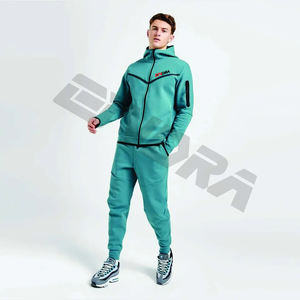 Nouveau design pantalon de survêtement musculaire Full Zip Up Hoodies Hommes Polyester tech polaire deux pièces Sportswear jogger survêtements - Product Image 1