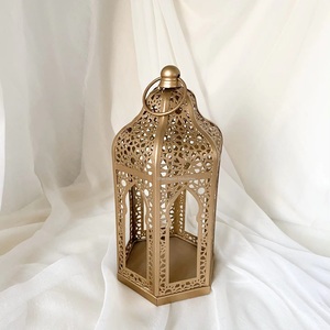 Top Seller Gold Metal Moroccan Candle <b>Lantern</b> for Tabletop Home Ramadan Eid Decorative Handmade Candle <b>Lanterns</b> - Product Image 1