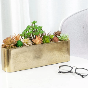 Maceta Rectangular de Metal dorado moderno superventas, maceta para jardín doméstico, maceta para exteriores - Product Image 3