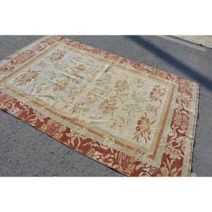 Antiguo marrón Beige 5,2x7,9 pies de lana Vintage alfombra turca Patchwork tejido plano para adolescentes Decoración Para sala de estar respaldo de látex - Product Image 2