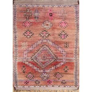 Tapis en laine géométrique 3D Nuray Classic rouge et orange noué à la main pour la maison - Grand tapis rectangulaire pour salon et couloir - Modèle - Product Image 1