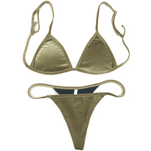 Nuevo Conjunto de Bikini de Talla Grande sin Espalda con Decoración de Cristal en la Cintura y Logotipo Frontal, Traje de Baño de Color Sólido Personalizado al por Mayor - Product Image 3