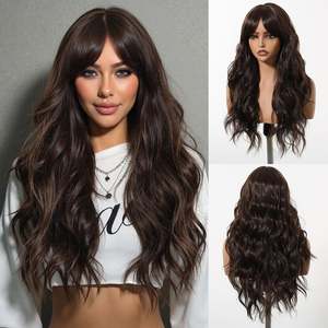 Eireen-DWY Long Brown Curly Glueless Synthetic <b>Wig</b> High Quality Heat Resistant Fiber Small Cap Size Transparent <b>Lace</b> - Product Image 2