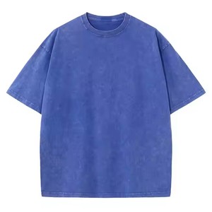 Lavé à l'acide de haute qualité impression numérique personnalisée hommes goutte épaule chemise à col rond avec Logos brodés prix raisonnable - Product Image 6
