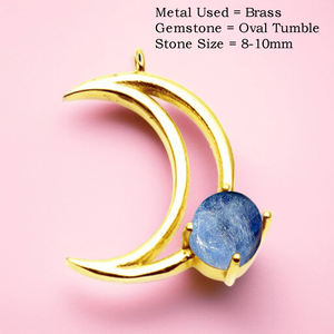 Forma de media luna 18K chapado en oro Rubí Tumble Piedra preciosa Ajuste de Punta Colgante de piedra natal Colgantes y dijes al por mayor de moda - Product Image 4