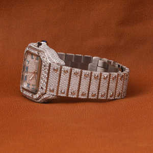 นาฬิกาเพชรโมอิสทรงกลมหน้าปัดวันที่คลาสสิกและตัวเลขโรมันท้องฟ้าสีฟ้าออกแบบได้ตามต้องการ - Product Image 3