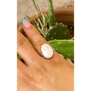 Navajo Handmade White Buffalo Sterling Silver <b>Ring</b> Vintage Hip-Hop Style <b>Adjustable</b> Size Cut Natural Stone for Everyday Wear - Product Image 2