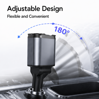 Chargeur de voiture rétractable et pliable 120W 4-en-1 avec charge rapide PD, câble de 80 cm, lumière RGB, USB C pour Android