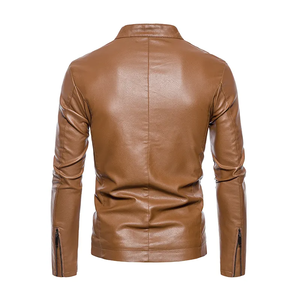 2024 personnalisé en gros à la mode personnalisé marron/noir cuir Bomber veste en cuir hommes - Product Image 6