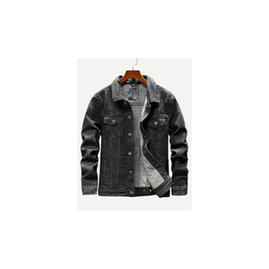 Men's Vintage-Style Casual Winter <b>Canvas</b> <b>Jacket</b> Solid Color Regular Fit Single Breasted Eco-Friendly Cotton Outerwear Front - Product Image 4