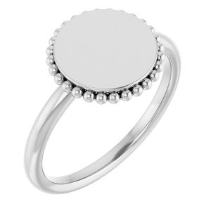 Rose Gold Plated Beaded Signet <b>Ring</b> Engravable Retro Trendy Hip-Hop Fashionable Inlay Championship <b>Ring</b> Casual Style Gift - Product Image 1
