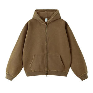 Sudadera con capucha unisex de gran tamaño 100% algodón polar con cremallera completa personalizable para invierno - Product Image 4