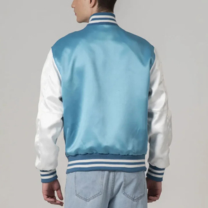 Chaqueta Satinada Personalizada Estilo Letterman, Chaqueta Satinada Morada de Béisbol, Chaqueta Bomber Satinada Bordada Personalizada, Chaquetas Satinadas de Béisbol para Hombre - Product Image 4