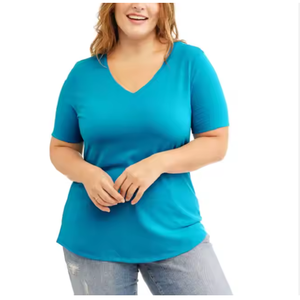 2025 Camisetas básicas ecológicas de gran tamaño para mujer, camisetas holgadas de manga corta con cuello redondo, blusa informal de verano de Bangladesh - Product Image 1