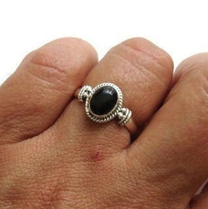 Anillo de ónix negro de Plata de Ley 925 hecho a mano, anillo de boda de corte ovalado para mujer, joyería de piedras preciosas, diseño personalizable único prometedor - Product Image 5