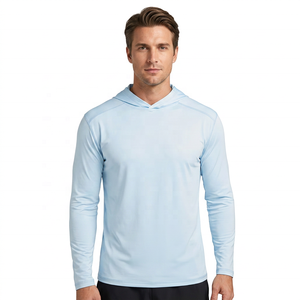 Sudadera con Capucha Azul Claro para Hombre, Manga Larga, Corte Regular, Tejido de Felpa, Poliéster Ecológico, Secado Rápido, Informal, para Primavera - Product Image 4