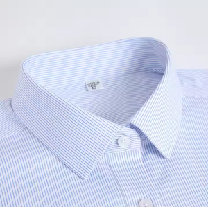 Camisa informal de vestir de algodón 100% para hombre, diseño personalizado de manga corta con botones y peso de tela liso de 180 gramos - Product Image 4