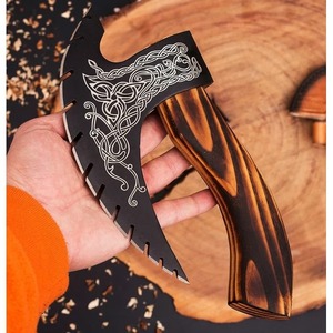 Cortador de Pizza de acero al carbono forjado a mano de alta calidad, cuchillo de cocina estilo hacha de Chef de acero inoxidable, rebanada negra, MOQ de 2017 - Product Image 4