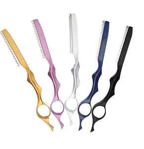 มีดโกนที่โกนหนวดแบบตรงด้ามจับแบบสอดนิ้วสำหรับช่างตัดผมมีดโกนแบบขาวดำ - Product Image 4