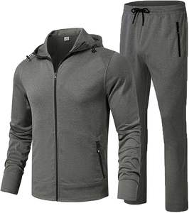 Survêtements de sport décontractés à manches longues en polyester avec fermeture éclair complète pour hommes - Product Image 1