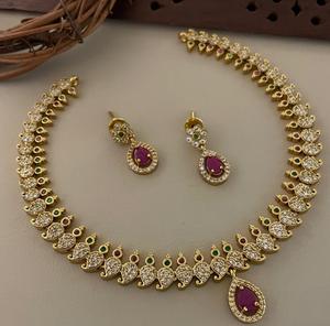 Ensemble de collier et boucles d'oreilles en or plaqué de haute qualité, style Polki, pour mariage, collection de vêtements traditionnels pour femmes - Product Image 2