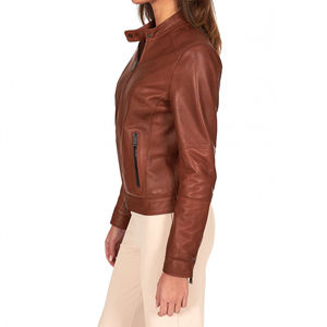 Veste en cuir pour femme de qualité supérieure pour l'hiver, respirante, à fermeture éclair, motif tendance d'hiver, veste en cuir véritable vintage 2026 - Product Image 3