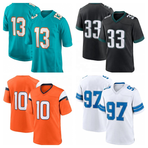 Custom Orange Blue American Football Jersey Team Uniform V Neck Short Personalized Number Breathable Mesh Anti-Bacterial - Product Image 2