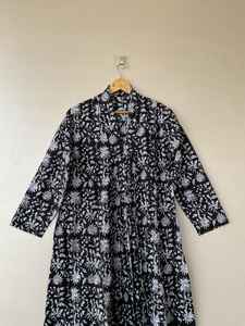 เดรสผ้าคอตตอนพิมพ์ลายดอกไม้สไตล์อินเดียแบบนุ่มสำหรับฤดูร้อน - Product Image 5