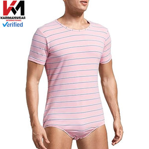 ชุดนอนผ้าฝ้ายสแปนเด็กซ์บอดี้สูทแขนสั้นสำหรับผู้ชายชุดรอมเปอร์ออกแบบได้ตามต้องการ - Product Image 5