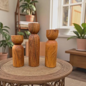 Porte-bougie en bois de manguier naturel de qualité export pour salon, chambre à coucher, spa et décoration d'aromathérapie, disponible au prix d'exportation - Product Image 2