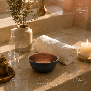 Bol à manucure artisanal en cuivre noir, forme ronde, pour les fournitures d'art des ongles, usage domestique ou en salon - Product Image 5