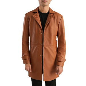 เสื้อโค้ทหนังยาวผู้ชาย หนังแท้คุณภาพสูง เสื้อโค้ทหนังสั่งตัด แฟชั่นล่าสุด แจ็คเก็ตผู้ชายสั่งทำพิเศษ ปี 2026 - Product Image 1