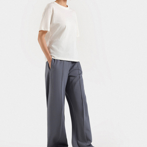 New Trending Canvas Regular Fit Autumn Flare <b>Trousers</b> for Women / OEM Breathable Lightweight Flat Women's Comfortable <b>Trousers</b> - Product Image 3