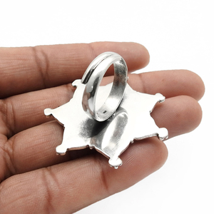 Solid 925 Sterling Oxidized Silver Natural Ruby Gemstone <b>Flower</b> Shape Ethnic Ring Handmade Bohemian Jewelry Wholesale Suppliers - Product Image 4