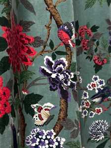 Vintage Style Velvet <b>Curtain</b> Sage Green Bird Prin Boho <b>Drapes</b> Cotton Luxury Cotton Velvet Vintage Style Home Decor Cotton Luxury - Product Image 2