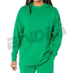 Camiseta de algodón de manga larga de gran tamaño con abertura lateral, ropa de calle informal, Top holgado para mujeres y hombres, ropa diaria de moda Unisex - Product Image 2