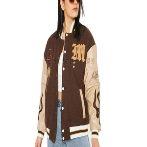 Chaqueta universitaria acolchada personalizada con letras para mujer, chaquetas de béisbol para hombre, parches bordados rellenos de algodón transpirable, chenilla - Product Image 1