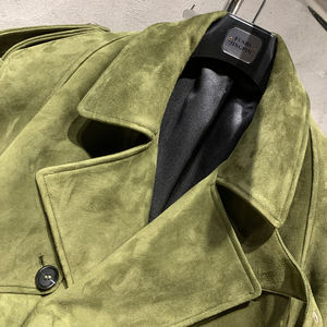 เสื้อโค้ทเทรนช์ยาวผู้หญิง ผ้าหนังกลับ ฤดูใบไม้ร่วง 2025 แบบกระดุมสองแถว ดีไซน์หนัง  เสื้อแจ็คเก็ตหนังสุดหรู  เสื้อโค้ทหนังกลับยาวสำหรับผู้หญิง ฤดูใบไม้ร่วง - Product Image 5